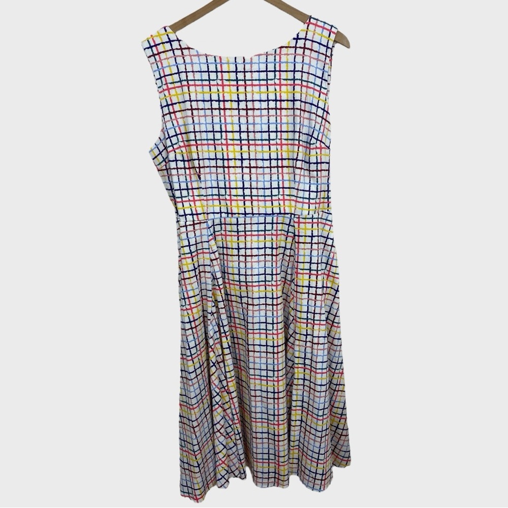 ModCloth x Collectif NWT Multicolor Frances Watercolor Gingham Swing Dress US 14